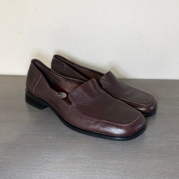 Calico Other - Calico Porter Brown Leather Square Toe Block Heel Loafers Women's Size 6.5 M